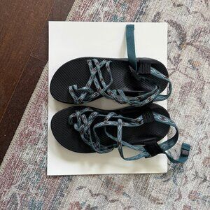 Chaco Sandals Womens Size 9 Teal Brown Z Cloud Toe Loop Strappy Sporty Hiking